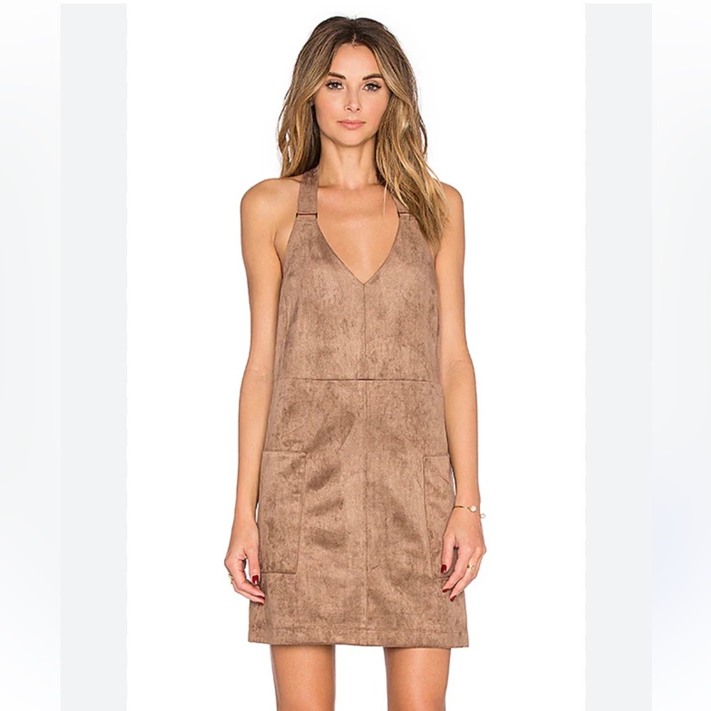 Elegant Brown Suede Sleeveless Dress